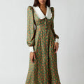 Enyami Spring Collection Unique Vintage Elegant High Waist Ladies Long Sleeve Women Floral Casual Maxi Dresses