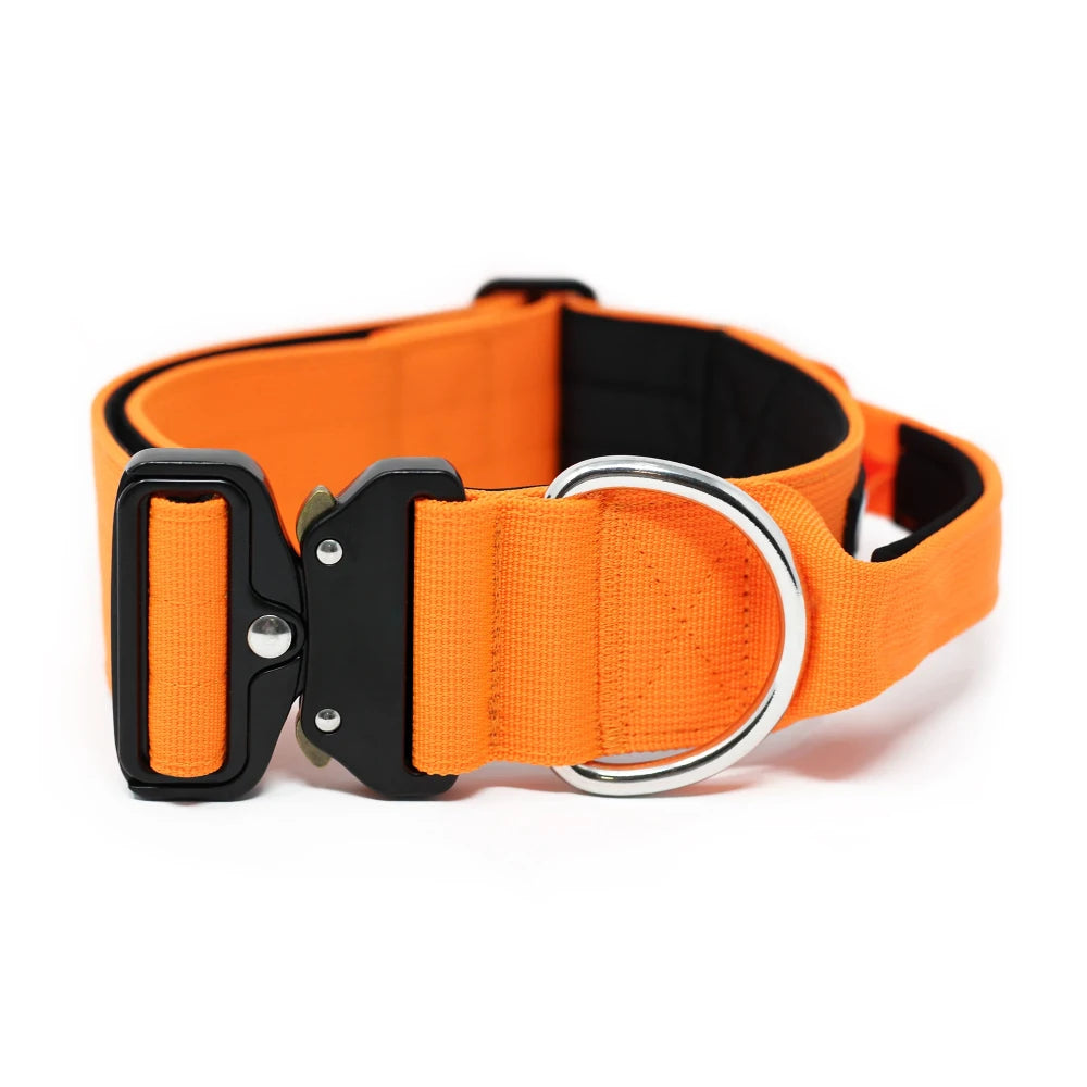 Heavy Duty Tactical Dog Collar Handle Soft Padded Wide Adjustable Dog Collar With Metal Buckle