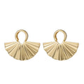 INS Style Simple Exaggerated Pleated Fan-shape Metal Earrings Fashion Gold-plated Folding Fan Hoop Earrings for Women
