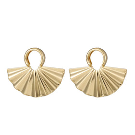 INS Style Simple Exaggerated Pleated Fan-shape Metal Earrings Fashion Gold-plated Folding Fan Hoop Earrings for Women