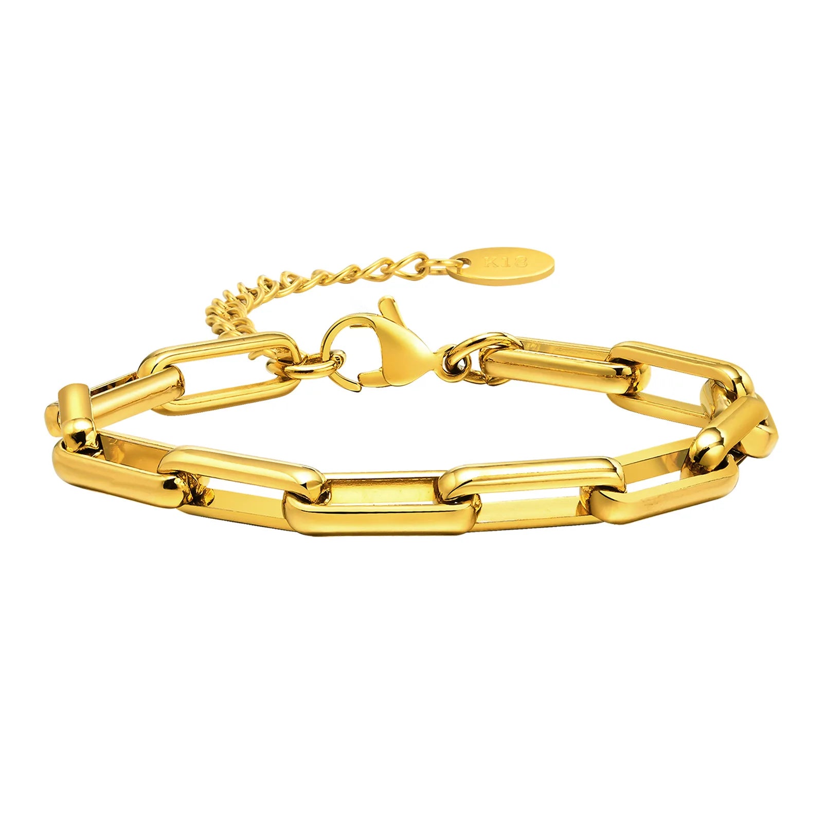 Hot Sale Cheap 18k Gold Plating Stainless Steel Link Bracelet Jewelry Custom Paper Clip Design Chain Bracelet for Women