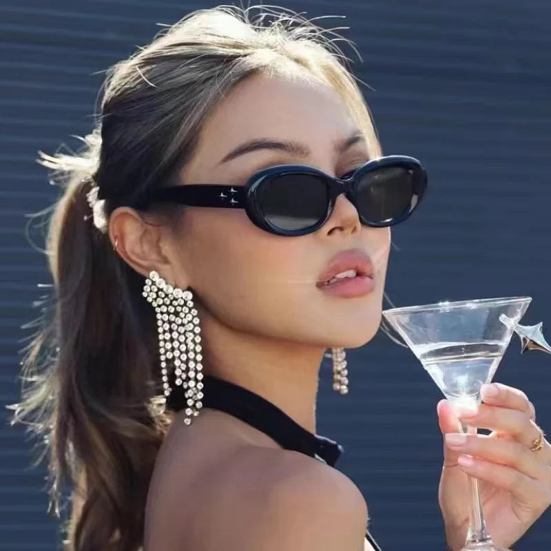 Fashion Women Sun Glasses Oval Shades Trendy Custom Sunglasses Men