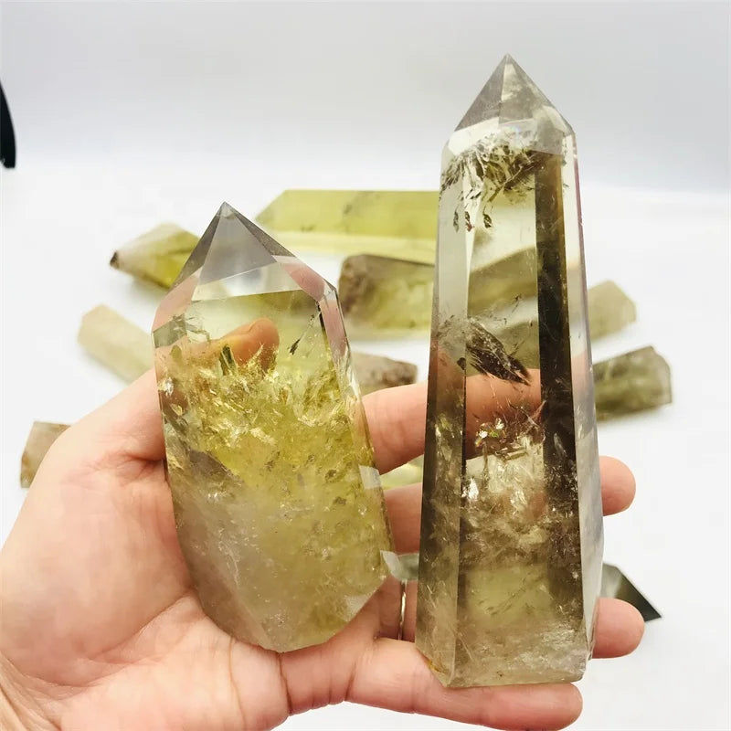 Wholesale Natural Big Rainbow Citrine Point Citrine Tower Yellow Quartz Crystal Wand for Healing