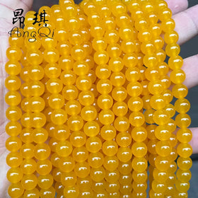 Wholesale Enhanced Yellow Chalcedony 4/6/8/10/12mm Round Loose Yellow Chalcedony Jade Stone Beads