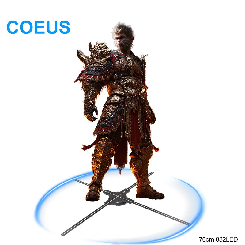 COEUS 70cm Outdoor Video Wall Advertising Equipment with 832LED Big Fans & 3D Hologram Projector 70cm Panel Size