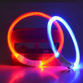 Wholesale USB Rechargeable Glowing Pet Safety Collar Adjustable Light up Flashing Dog Led Collar for Dog Led Dog Collar Red