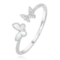 Fashion Light Luxury Platinum Plated Silver Natural White Mother-Of-Pearl Butterfly Charm Open Bracelet Unisex Jewelry Trendy