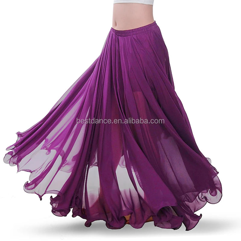 Chiffon Belly Dance Skirt for Women Ballet Dancing Performance Costume Outfit Tribal Maxi Full Skirts