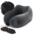 Portable Soft U-Shape Memory Foam Neck Pillow with Polyester/Cotton Cover Customizable Includes Black Storage Bag