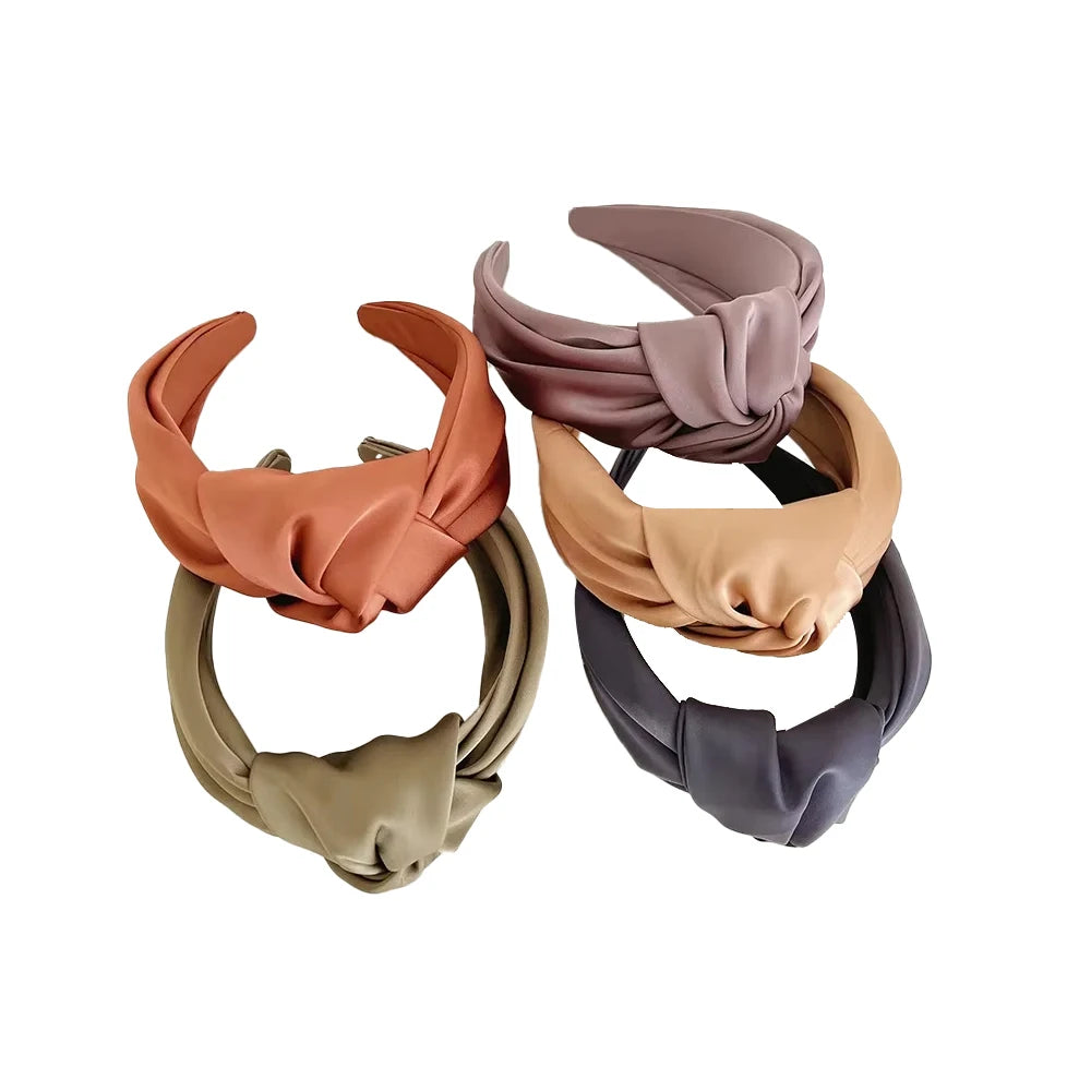 Wholesale Korean New Design Wide Brimmed Knotted Headband Solid Color Knot Headband for Girls Fashion Hair Accessories
