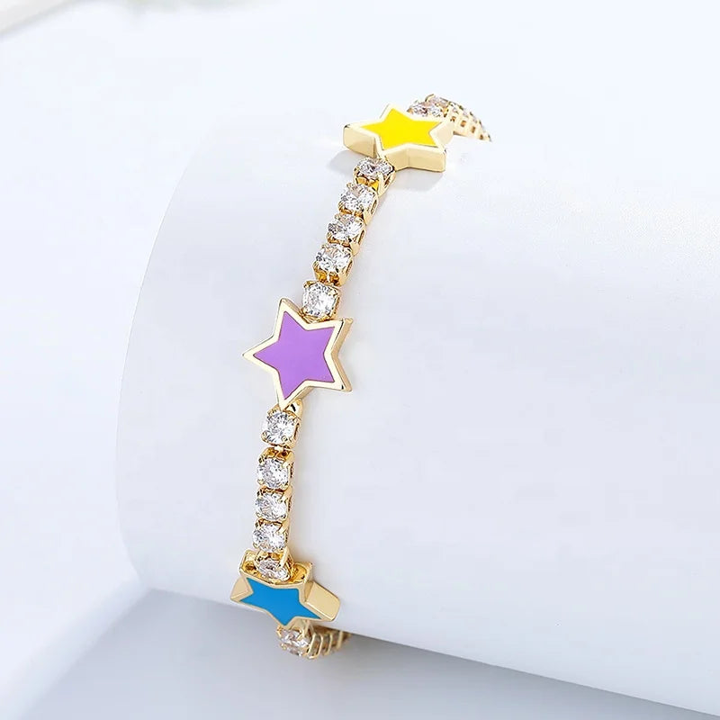 Crystal Lovely Colorful Star Style Bracelet Charms Fine Adjustable Jewelry Gift Wristbands Adjustable