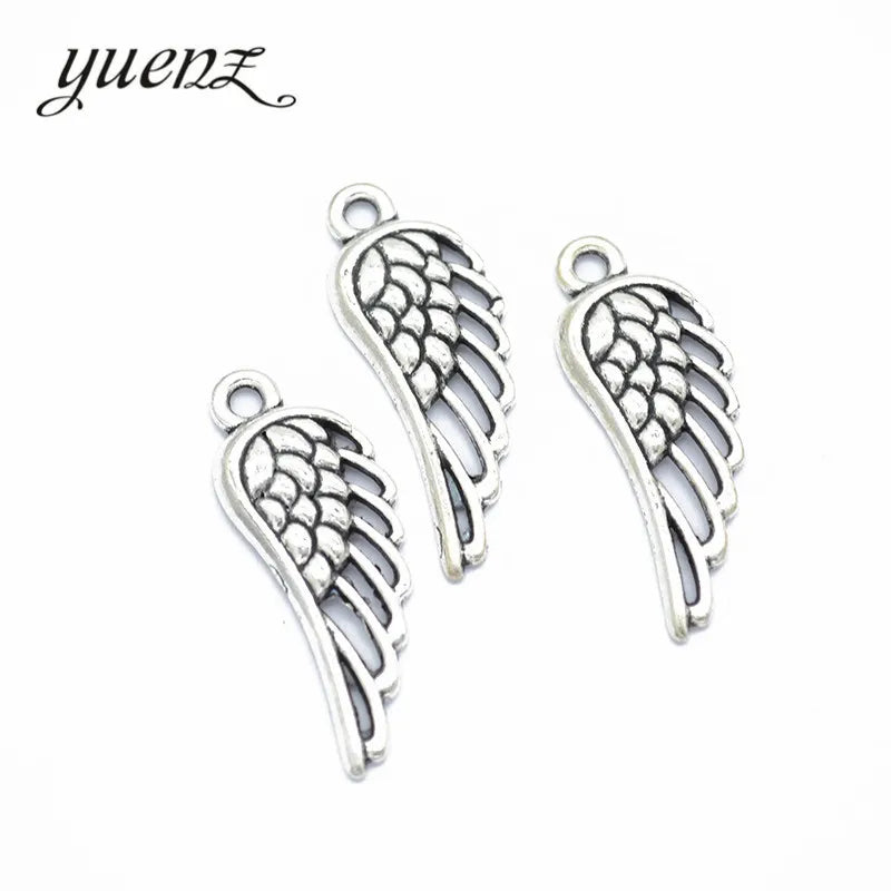 YuenZ Antique Silver Color Wings Charms Metal Angel Wings Charm Pendant Bracelet Necklace Jewelry Making 33*12mm D437