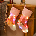 Wholesale New Xmas Socks Xmas Tree Cloth Plush Eco-friendly Cuff Gift Bags LED Decoration Christmas Stocking