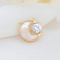 14K Brass Gold Plated Diy Jewelry Accessories Shell Zircon Moon Charms Necklace Bracelet Making Pendant