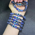 Sodalite Devil's Eye Round Bracelet Blue Enamel Evil Eyes Bracelet for Healing