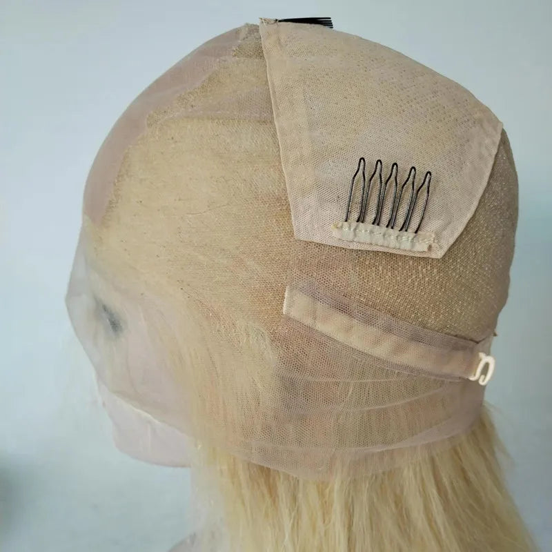 Top Quality Pre Plucked 100% Human Virgin Human Hair Wig  Glueless Full HD Lace Wigs #613 Blonde Silk Top Full Lace Wigs