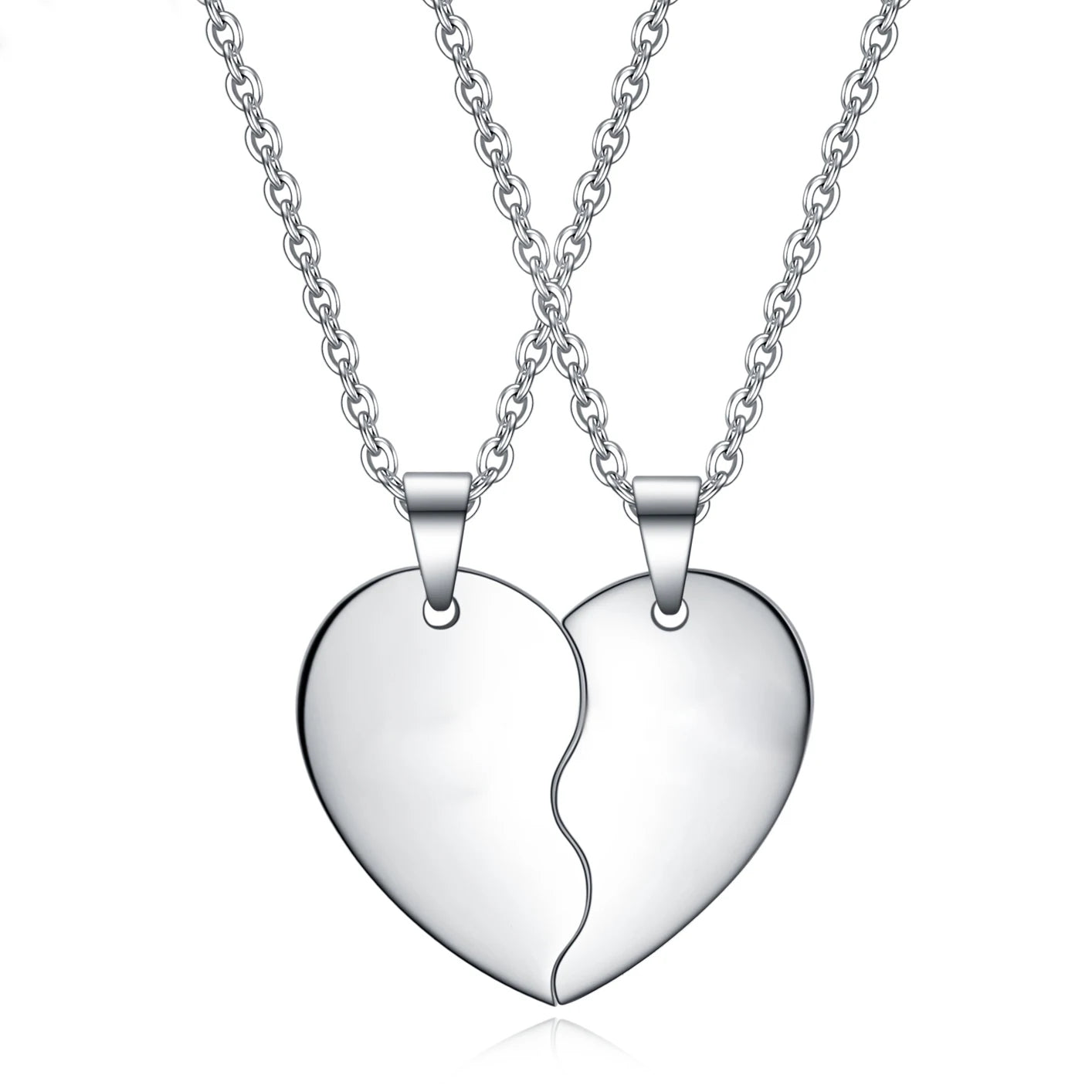 Custom Personalized Couple Necklace Love Heart Stitching Pendant Puzzle Matching Two Halves Heart for Lovers Memorial Day Gift