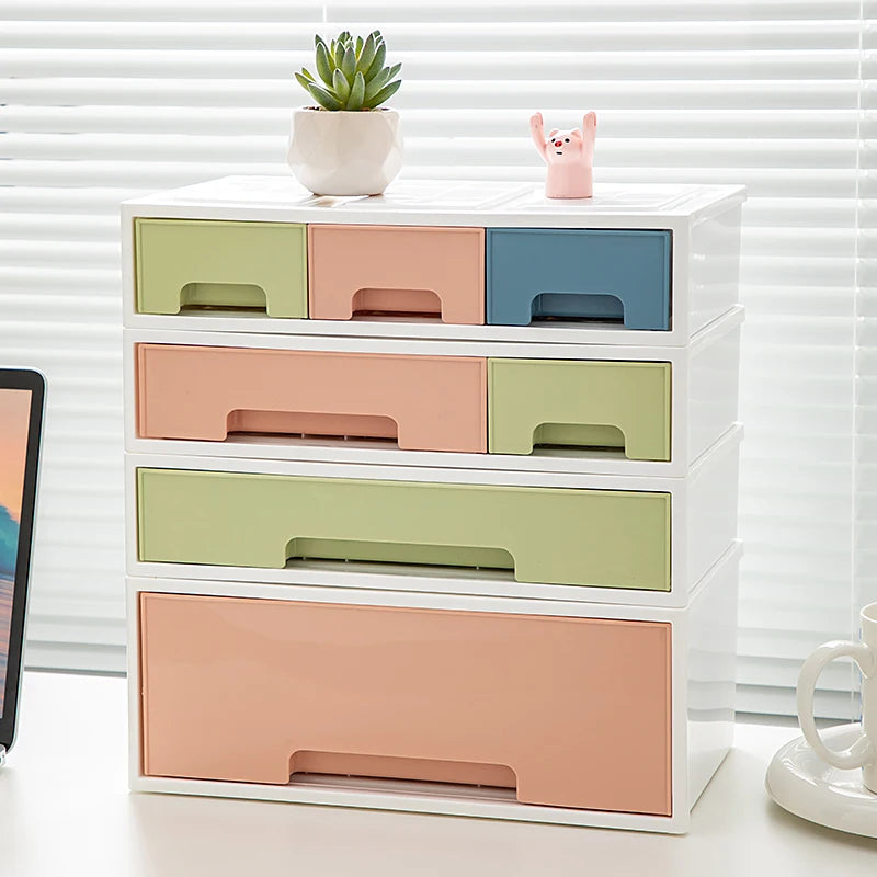 Stackable Storage Drawers Plastic Cosmetic Storage Box Desktop Organizer Makeup Storage Drawers Stationery Organizer