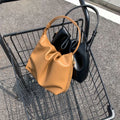New Design  Classic Color Matching Lightweight Soft PU Leather Handbag Pleated Side Zipper Shoulder Bag Women Hand Bags