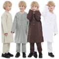 Middle East Muslim Kids Abayas Pants 2 Pieces Set Solid Color Boy Daffah Thobe Arab Dubai Islamic Clothing Kids Thobe