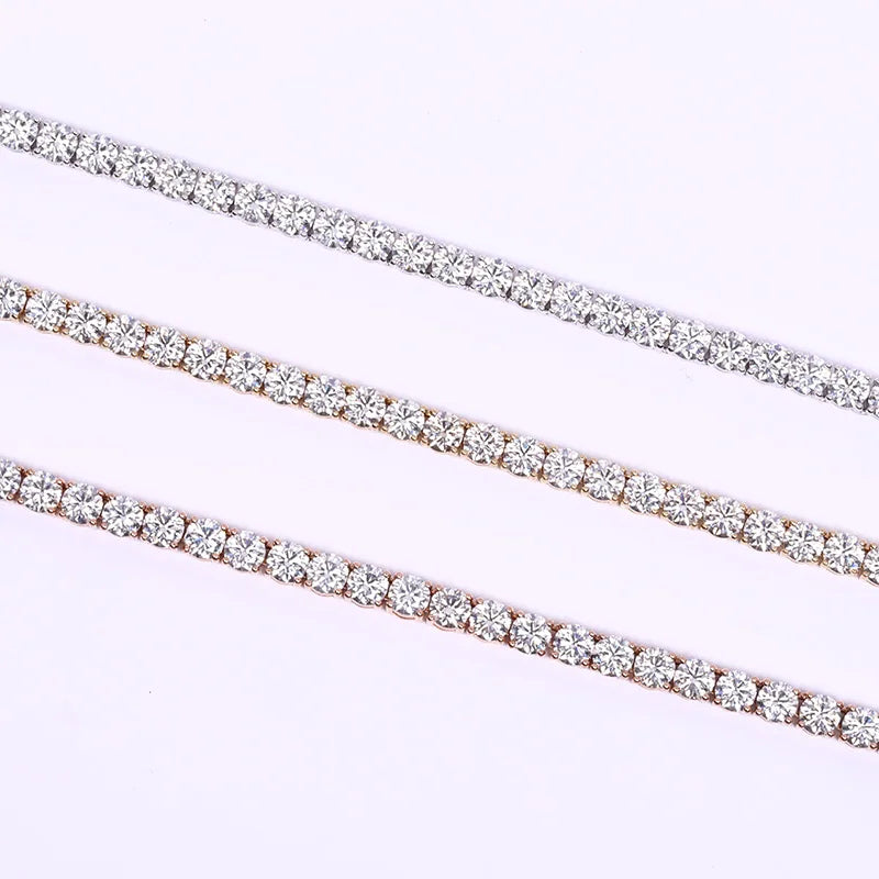 Starsgem Trendy Fine Design Jewelry Classic 9k Gold Custom Tennis Necklace 4mm Color