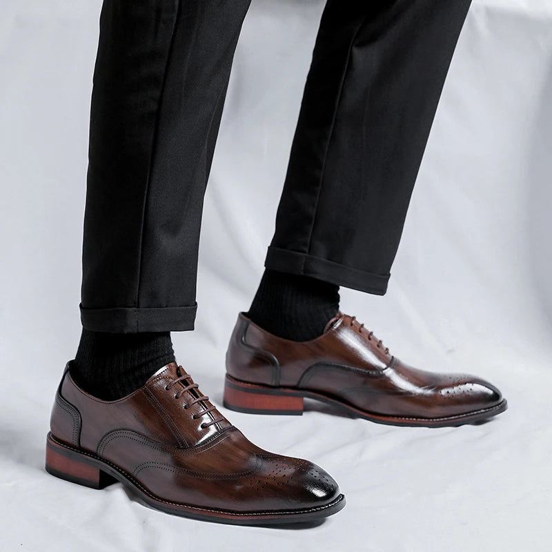 Bullock Artificial Leather Dress Shoes Wedding Men Official Leather Shoes for Men