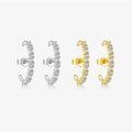 FUAMAY 18K Gold and 925 Silver Summer Baguette Diamond Circle Earrings Half Hoop Earrings for Party Gift