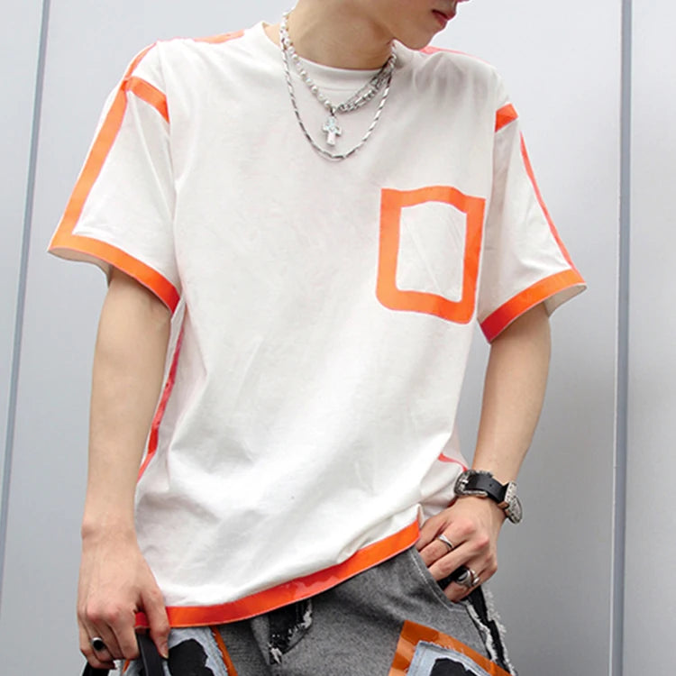 Manufacturer Custom 100% Cotton Heavyweight Irregular Stitching With Contrasting PU Lines T Shirt Oversize Men's T Shirt