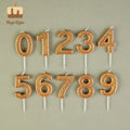 Custom Design Wholesale Glitter Gold 0-9 Birthday Cake Number Candles for Party and Wedding