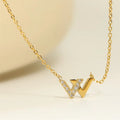 New Arrival Gold Plated Stainless Steel Cz Zircon Letter Pendant Necklace