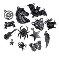 Black Plated Charms Spider Star Wings Butterfly Horse Metal Alloy Pendant DIY Charms for Jewelry Making Findings