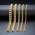 3-11mm No Nickel Stainless Steel Jewelry Necklace 14K 18k Necklace for Men Gold Curb Cuban Link Chain Necklace