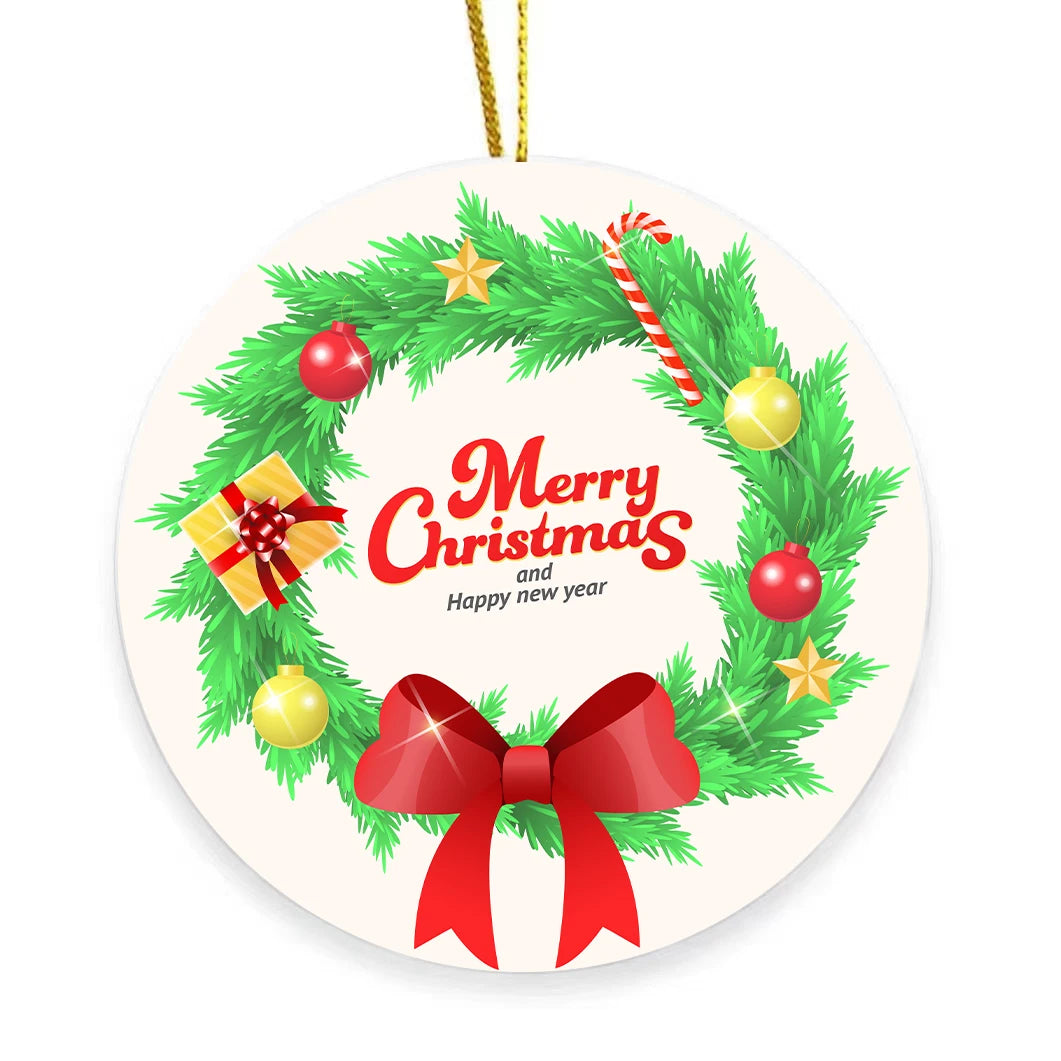 TaiLai 2024 Wholesale Custom Christmas Decoration Printed Ceramic Sublimation Blank Christmas Xmas Ornament Supplies