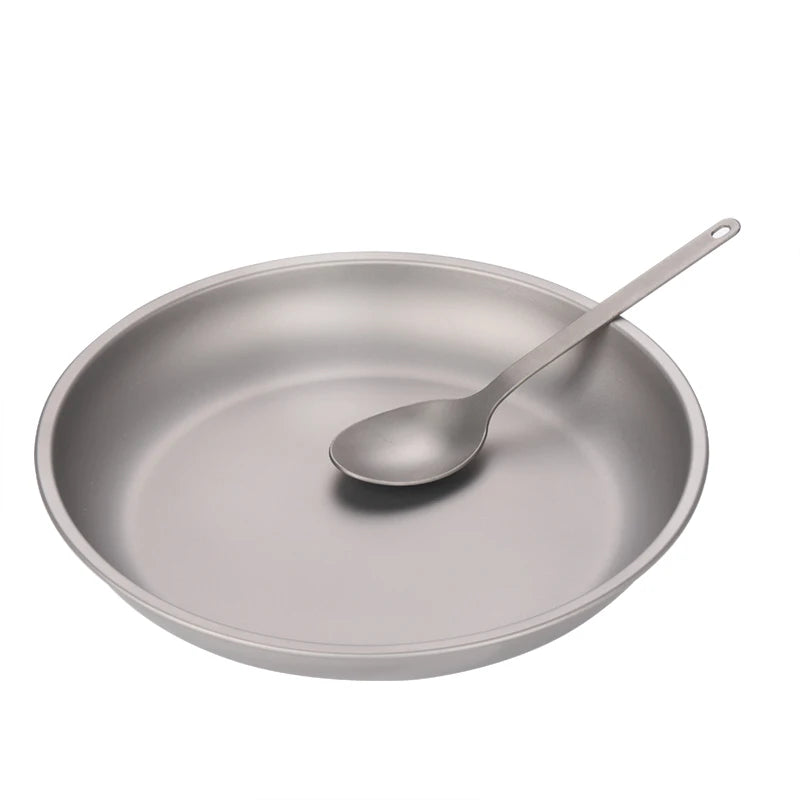 Titanium Silver Single Layer 8.7 Inch Portable Ultralight Outdoor Cooking Utensil Set 200ml-700ml Capacities for Camping Kitchen