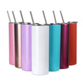 20oz Stainless Steel Skinny Tumbler Vacuum Insulated Double Wall Water Bottle With Straw Lid Travel Cup Gift for Hot Cold Drinks