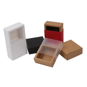 Drawer Box Paper Box Kraft Paper Cover Can Also Be Customized PVC Spot Black with Transparent Shoes & Clothing CMYK Offset Print