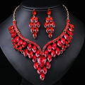 Vintage Luxury Jewelry Sets Gold Plated Diamond Crystal Rhinestone Pendant Necklace Earrings Sets for Women Bridal