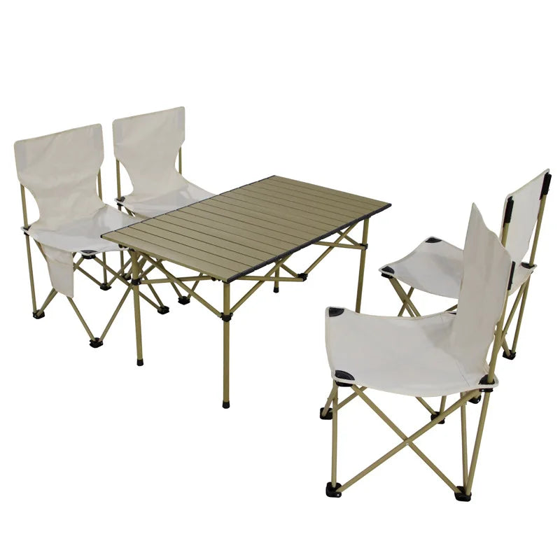 Modern Style Folding Dining Chairs Set for Outdoor Pool BBQ Travel Picnic Garden Park Villa Entry-Durable Wood Metal Fabric