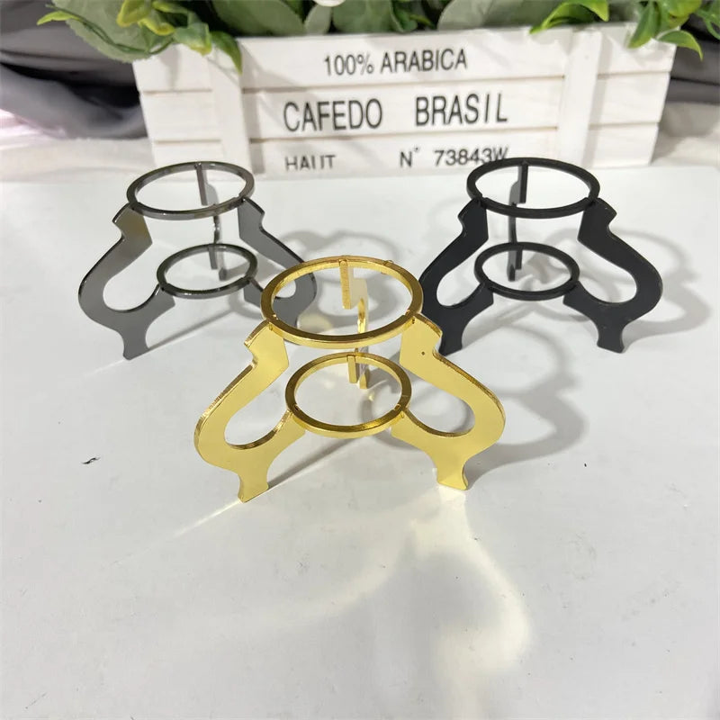 Wholesale Golden Black Silver Display Stand Base Crystals Sphere Triangle Eco-friendly Customizable for Home Decoration Gifts