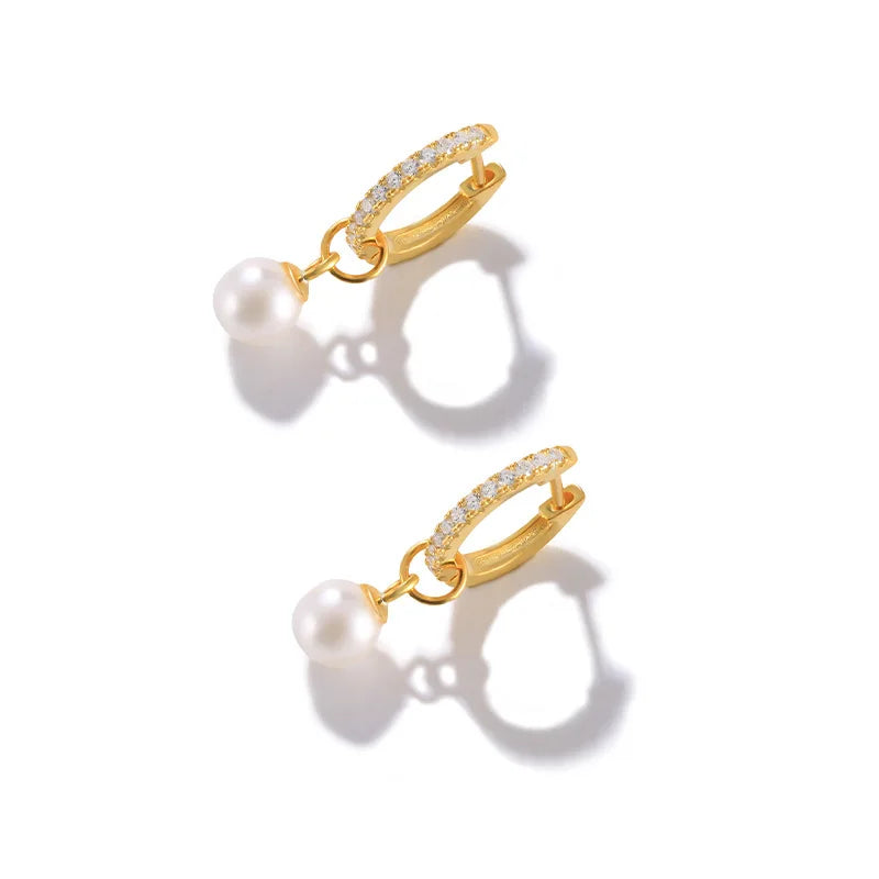 SC Popular Fashion S925 Sterling Silver Earrings Trendy Gold Silver Clip-on Earrings Elegant Pearl Earrings for Women