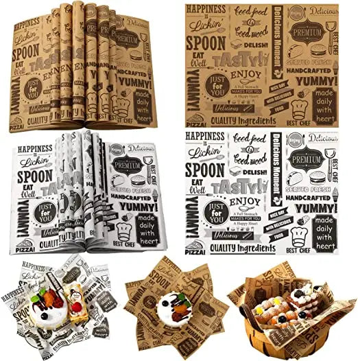 Variety Pack Restaurant-Grade Deli Greaseproof Paper Basket Liners Non-Stick Hamburger Patty Sandwich Separators Wax Paper