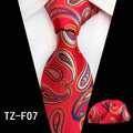 Fashion Silk 8cm Tie Handkerchief Set Yellow Red Necktie Pocket Square Tie Set