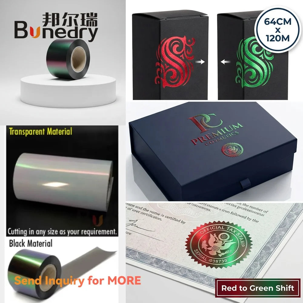 Red to Green Color-Shifting Hot Stamping Foil Roll Holographic PET Transfer Foil for Anti-Counterfeit Security Label