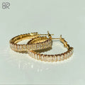 10k Tennis Chain Hoop Moissanite Earrings Fancy Charm Ice Out Emerald Cut Solid Gold Hoop Earring Women