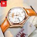 OLEVS  6611 Oem Custom Quality Luxury Wholesale logo Leather Strap Fashion Elegant Woman Automatic Mechanical Watch for Ladies