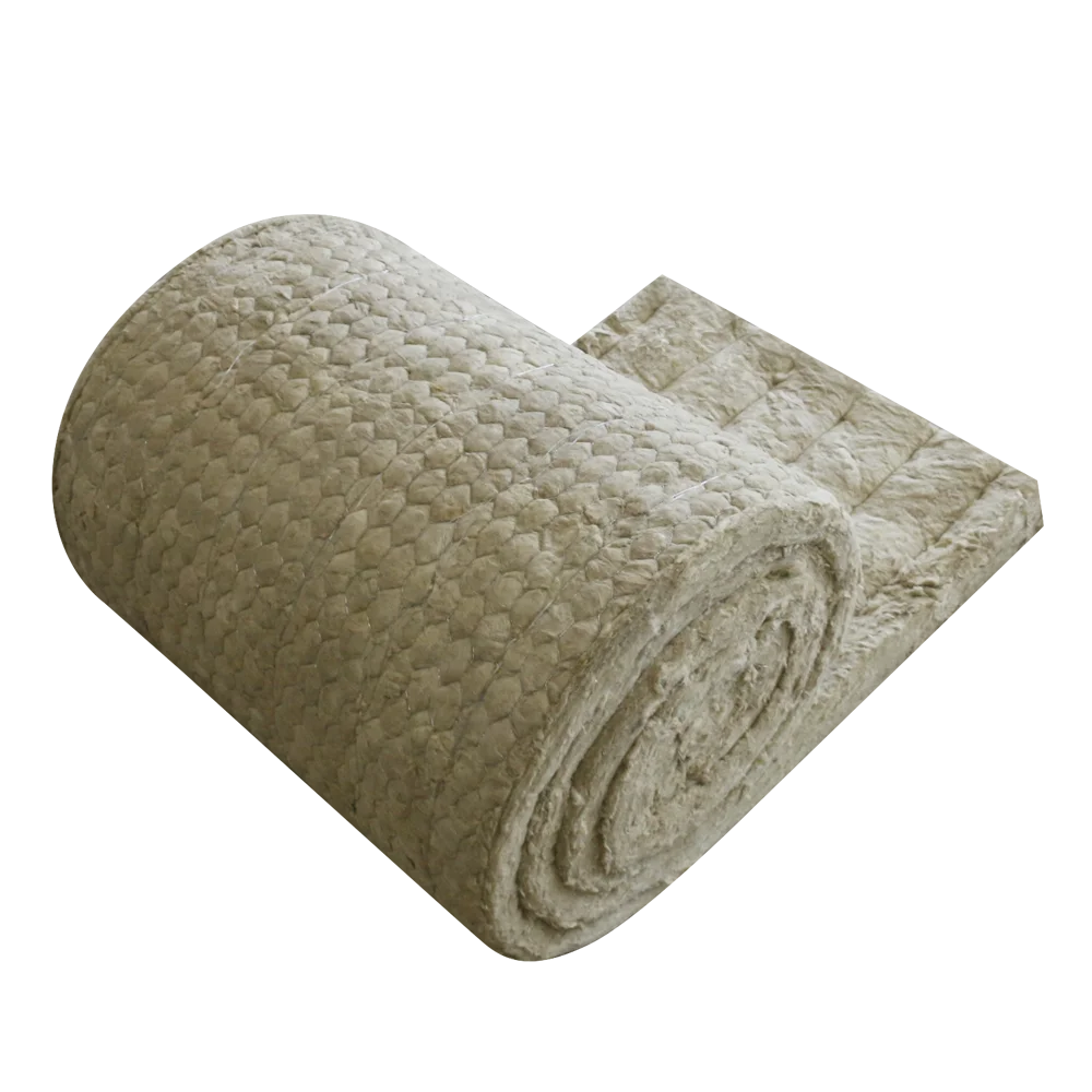 UET Non-combustible A1 Waterproof Mineral Wool Insulation Roll Lambda 0.032 Sound Absorption 100kg Wire Mesh Rock Wool Blanket
