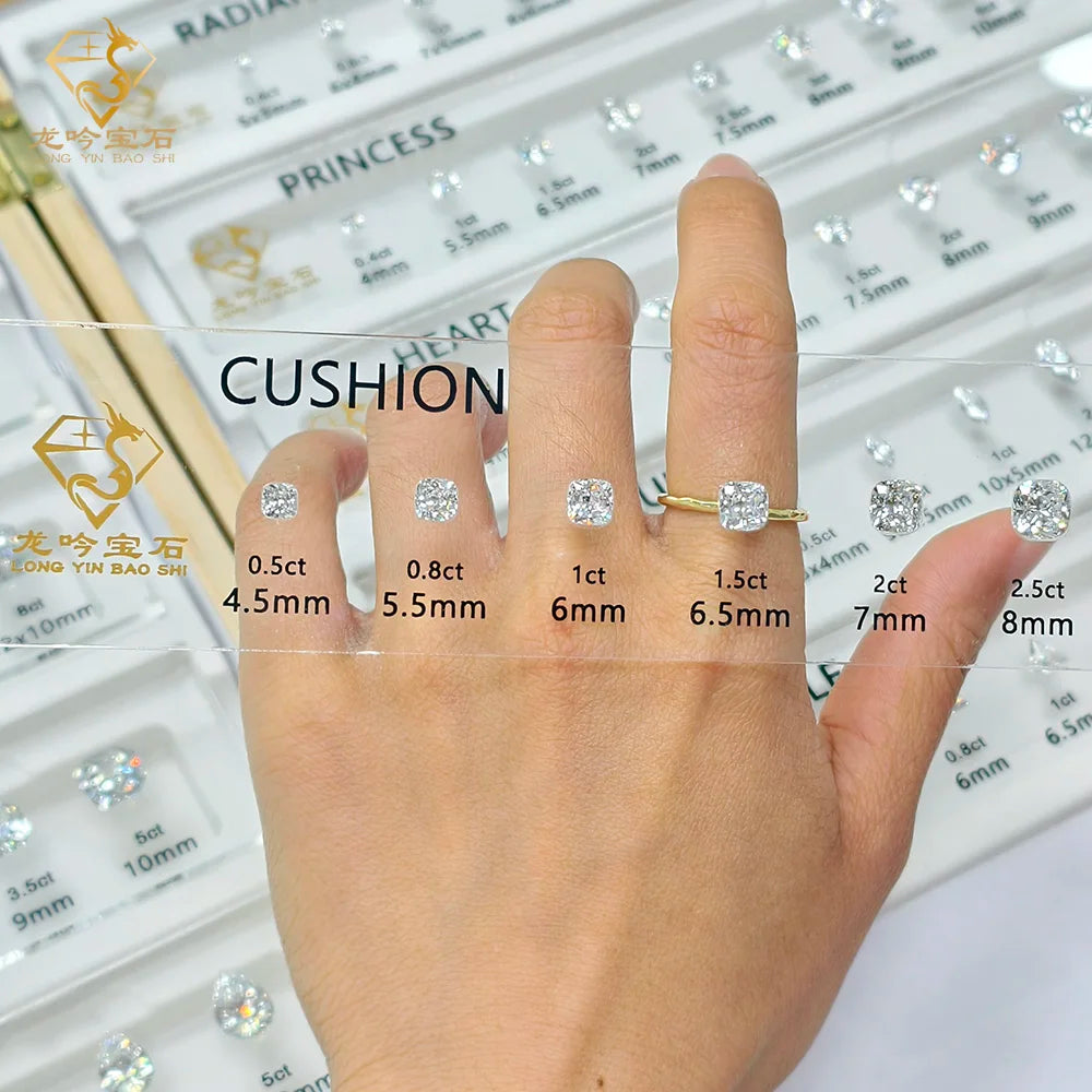 Junyuan Jewelry Loose Gemstone Ring Size Reference Diamond Chart White Color CZ Stone Carat Size Chart Customized Logo