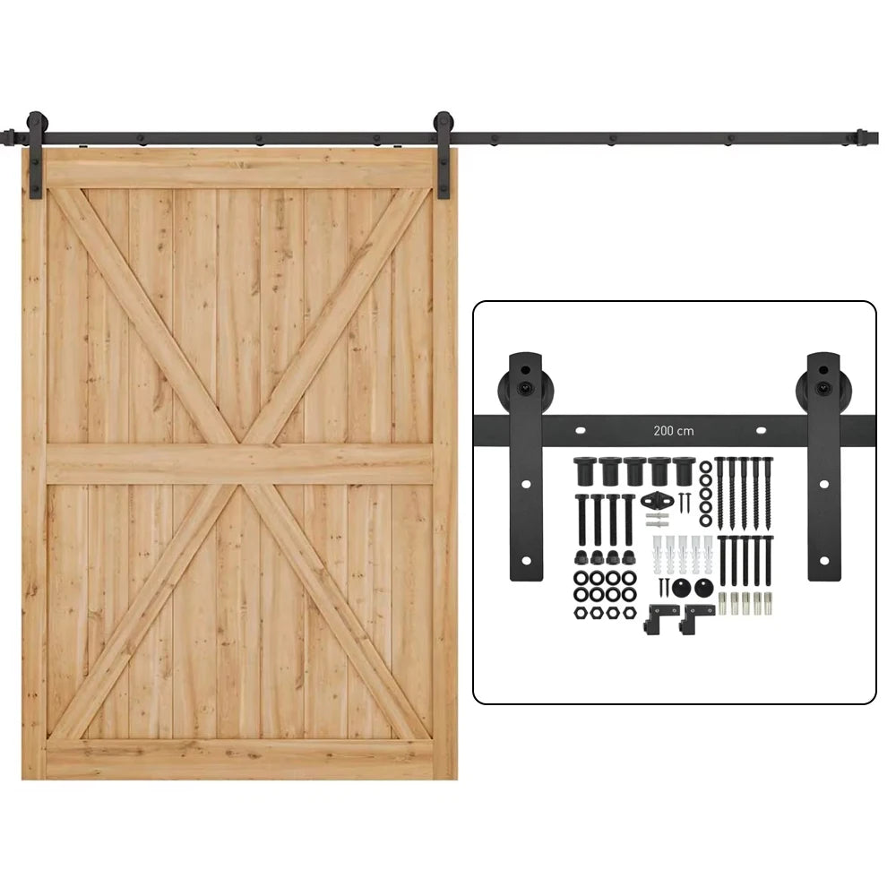 RHETECH 6.6 Ft Retro I Shape Sliding Barn Wood Door Hardware Kit Foshan Xin Jianwei Brass Steel for Wooden Kitchen Sliding Door