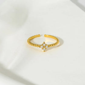 Adjustable Stainless Steel Rings with Cubic Zirconia Trendy Plated Girls' Jewelry
