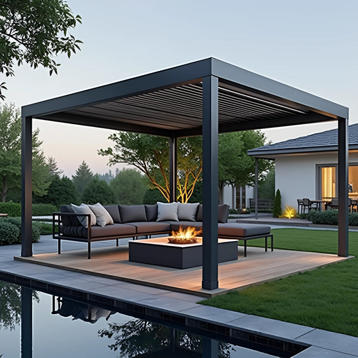 Aluminum Pergola Gazebo Outdoor Waterproof Furniture Pavilion 3X3m 3X4m 3X6m 4x6m Louvered Frame with Garden Buildings MegaBDM